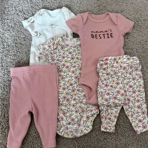 Adorable Pink and Floral Kids Bodysuit Set